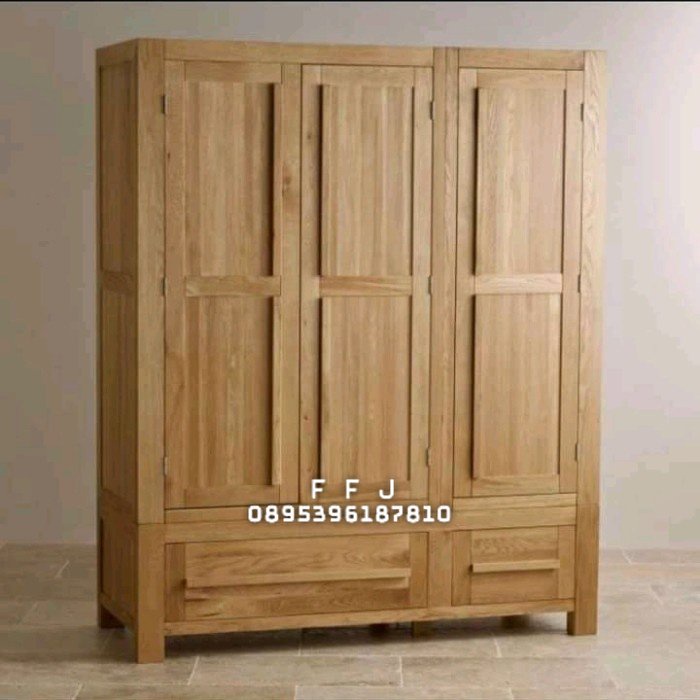 almari 3 pintu minimalis jati solid,lemari pakaian minimalis modern