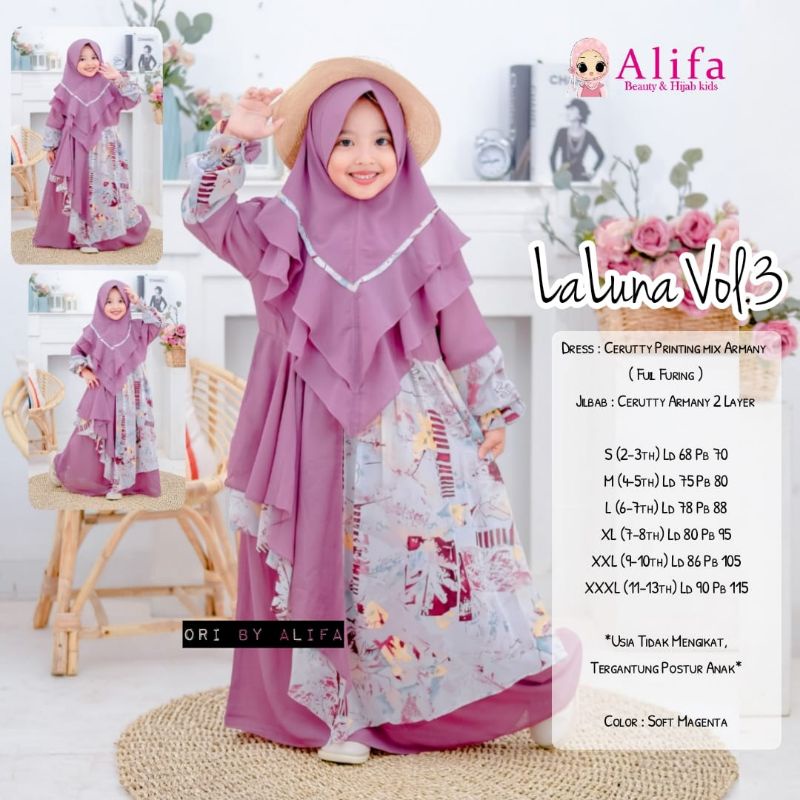DRESS ANAK LALUNA VOL.3 SOFT MAGENTA//HANDARA77