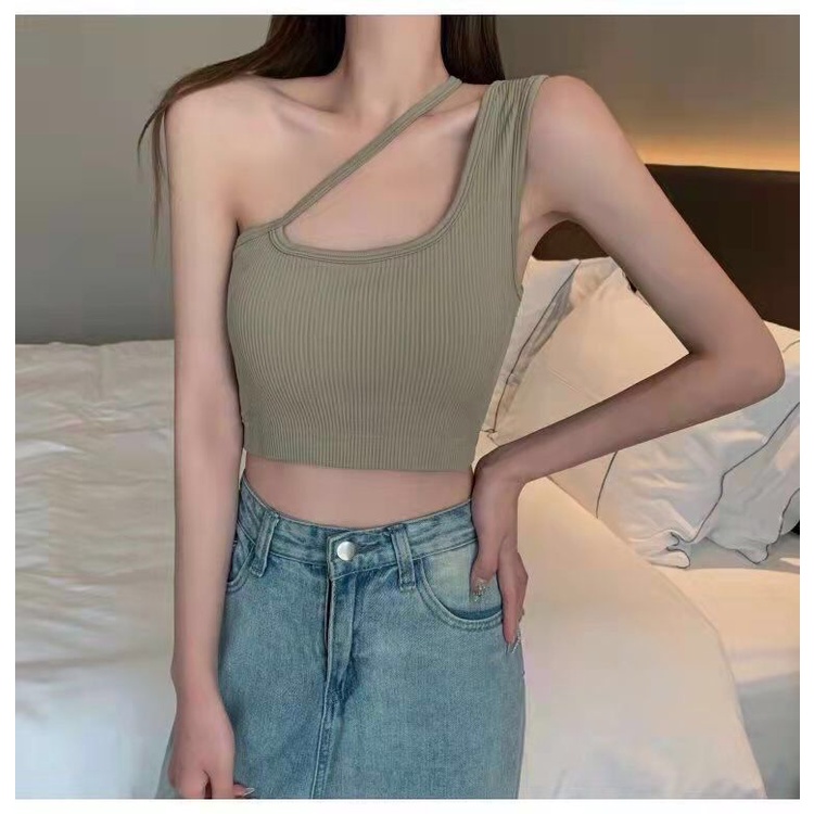 GROSIRTAS TG1631 Tanktop Asimetris Sling Crop Wanita Import Korean Style Trendy