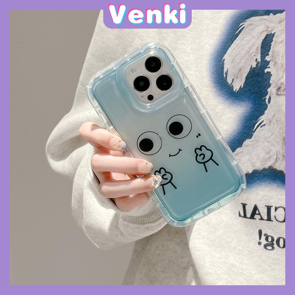 Case For iPhone 14 Pro Max TPU Soft Jelly Airbag Case Cute Funny Face Clear Blue Case Camera Protection Shockproof For iPhone 14 13 12 11 Plus Pro Max 7 Plus X XR