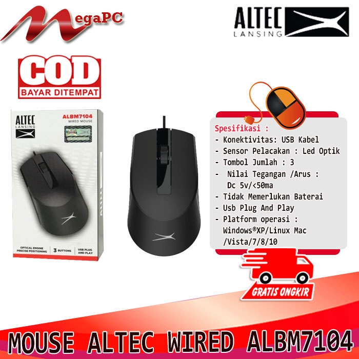 Mouse Kabel / Mouse Wired Altec Lansing ALBM7104