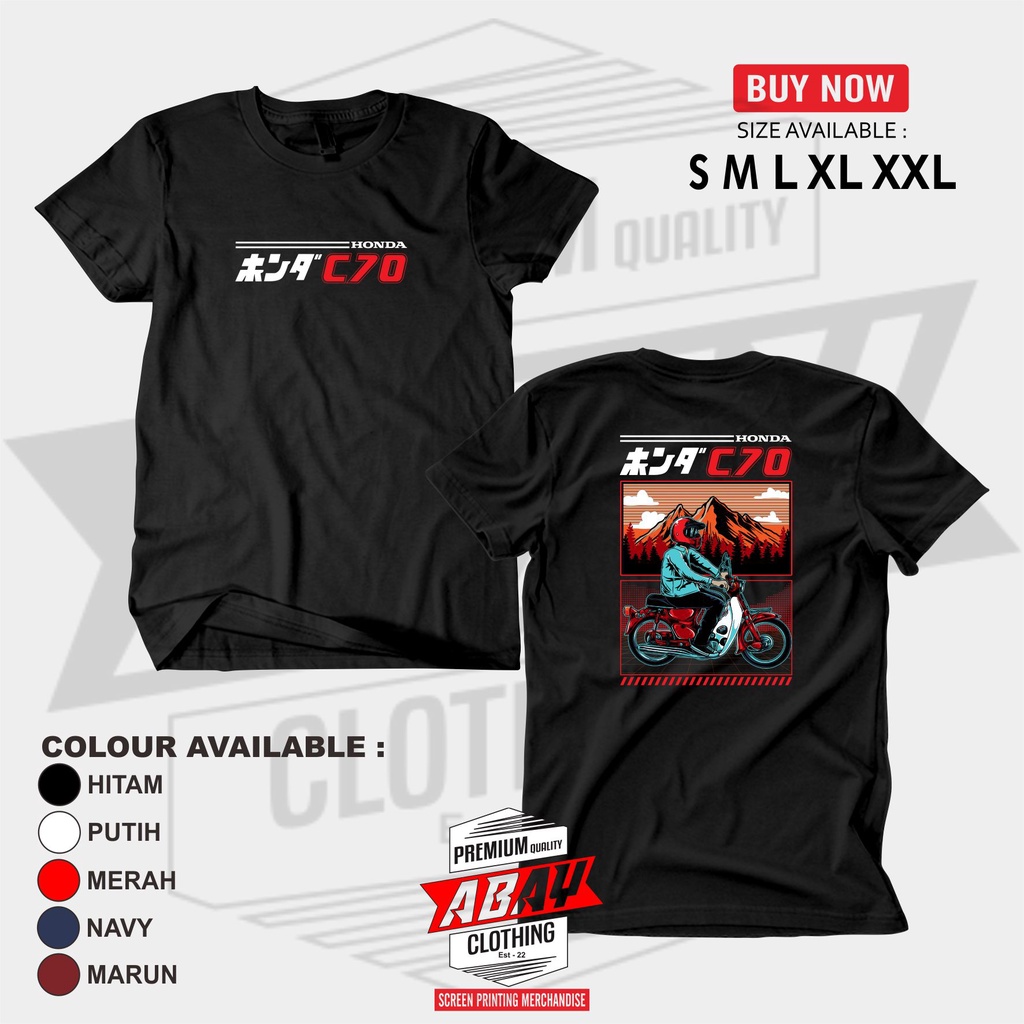 Tshirt Baju Motor HONDA C70 CLASSIC Kaos Otomotif Lengan Pendek Sablon DTF