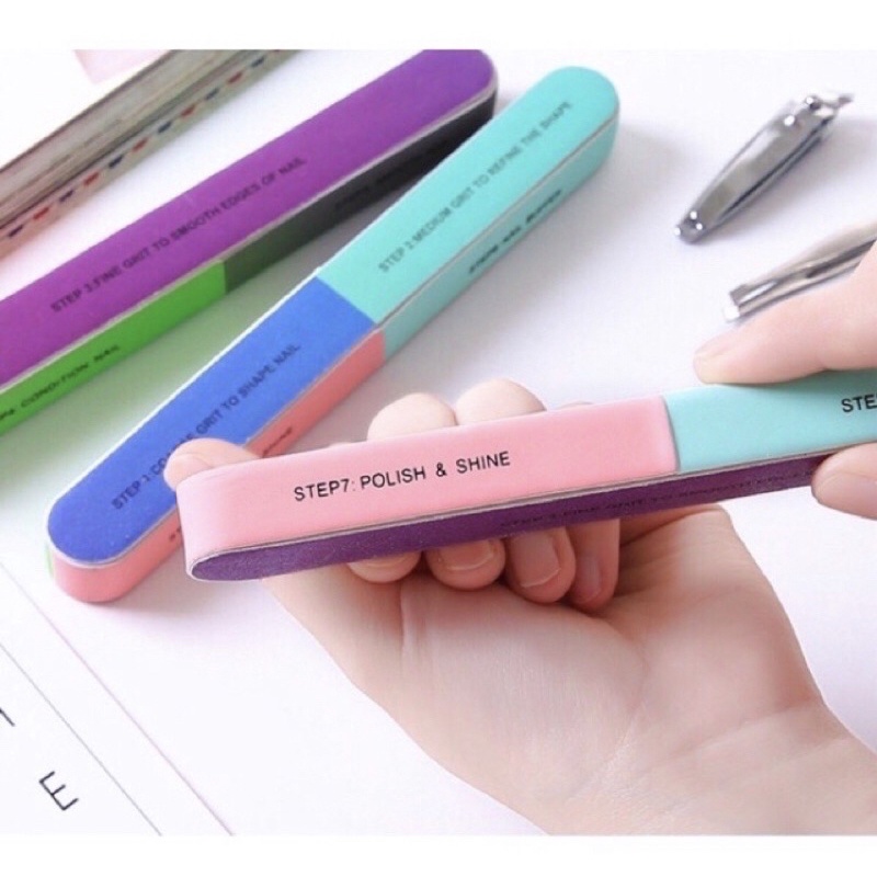 Amplas Kuku Kikir Pengkilap Kuku Penghalus Kuku Manicure Pedicure 7 Step