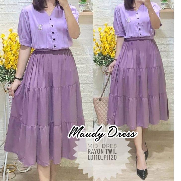 Yang Terbaik--Midi dress rayon twill/dress rayon twill torino