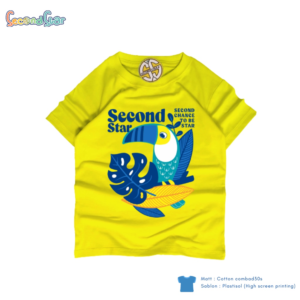 Second Star baju anak perempuan  Kaos oblong 1 - 12 tahun warna kuning kenari