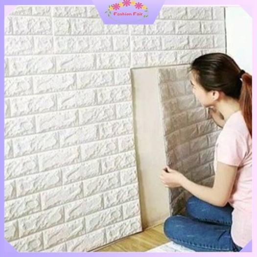 FASHION FAIR - D6020 Wallpaper Dinding Foam 3D Motif Batu Bata Waterproof (77x70CM)