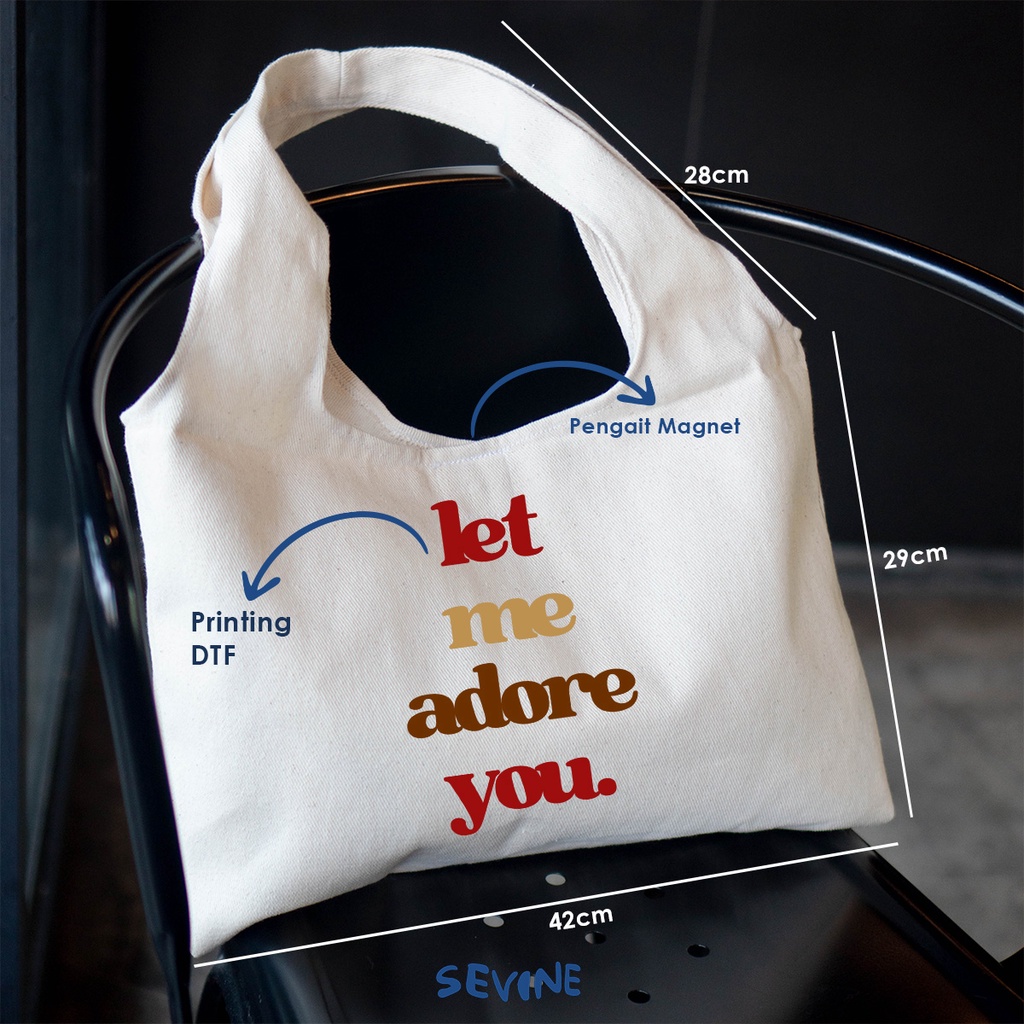Sevine Tote Bag Kanvas Bonnie Tas Wanita Kuliah Fashion Laptop Totebag Quotes Motivation Aesthetic Vintage Pastel Retro - MA