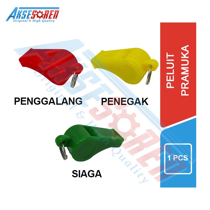 

Pluit Aksesoris Pramuka / Peluit Aksesoris Olahraga / Perlengkapan Pramuka Merah Hijau Kuning / Pluit Parkir / Pluit Serbaguna / Atribut Pramuka Penggalang Penegak Siaga