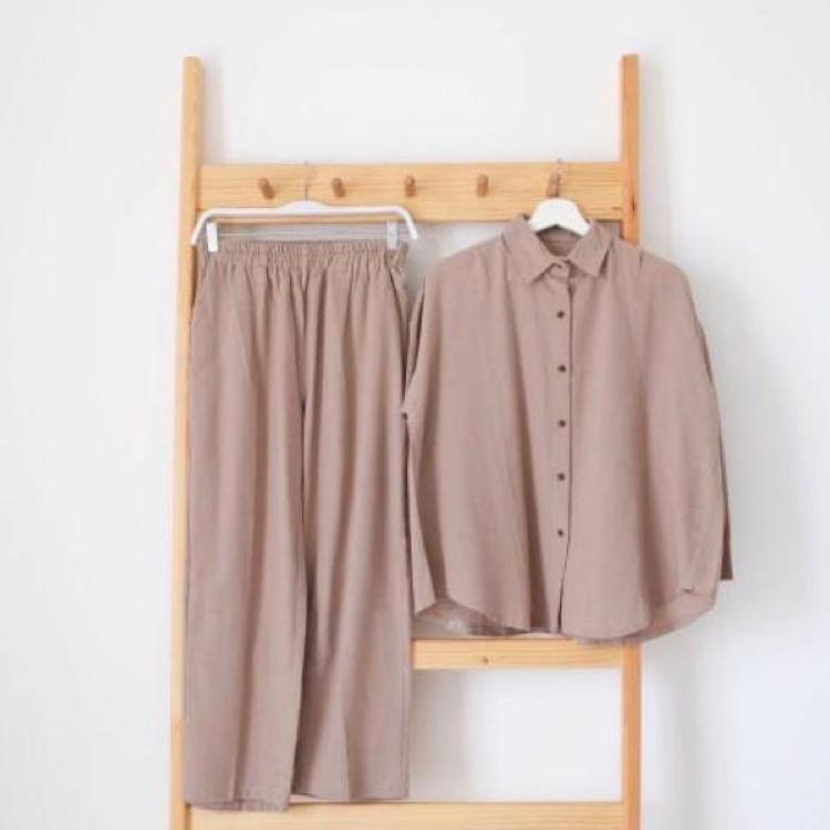 Big Sale ONE SET WANITA CRINCLE AIR FLOW PREMIUM // STELAN KEMEJA WANITA/SET BLOUSE WANITA FULL KANC