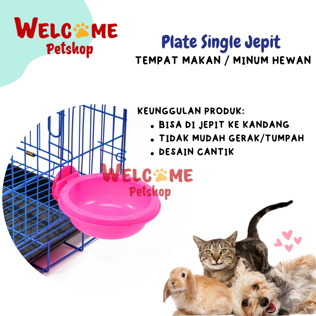 Tempat Makan / Minum Single Jepit Kandang untuk Kucing / Anjing / Kelinci / Marmut