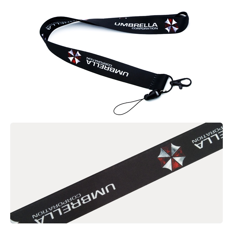 Horisontal Resident Evil ID Card Lengan Pelindung + Leher Lanyard untuk Ponsel Case Holder ID Kartu Lencana Gantungan Kunci Anti-Hilang Sling