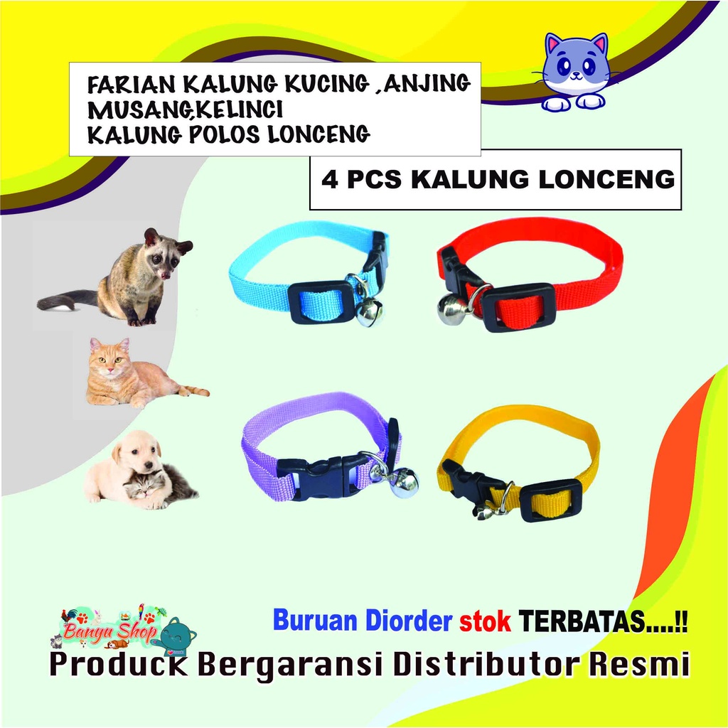 4 PCS-KALUNG LONCENG KUCING ANJING MONYET MUSANG KELINCI POLOS