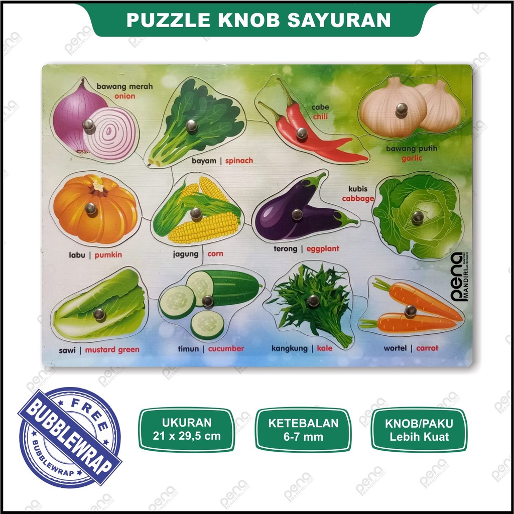 Puzzle Kayu Knob/Puzzle Kayu/Puzzle Angka/Puzzle Huruf/Puzzle Hijaiyah