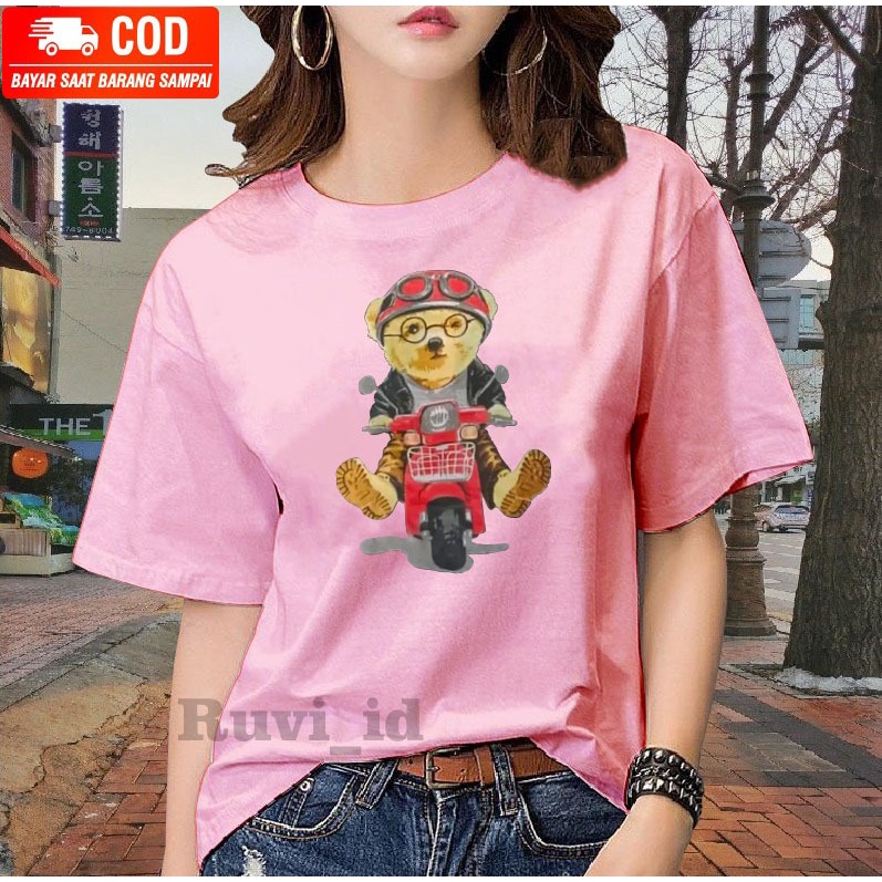 Ruvi_id-KAOS DISTRO / BELI 3 GRATIS HEADSET EXTRA BAS / KAOS WANITA / KAOS BERUANG NAIK MOTOR KEKINIAN / KAOS PRIA / KAOS WANITA KOREAN STYLE / KAOS IMPORT / KAOS OBLONG / BLUS / T-SHIRT / ATASAN KEKINIAN / KAOS KATUN COMBED / KAOS OVERSIZE / KAOS MURAH