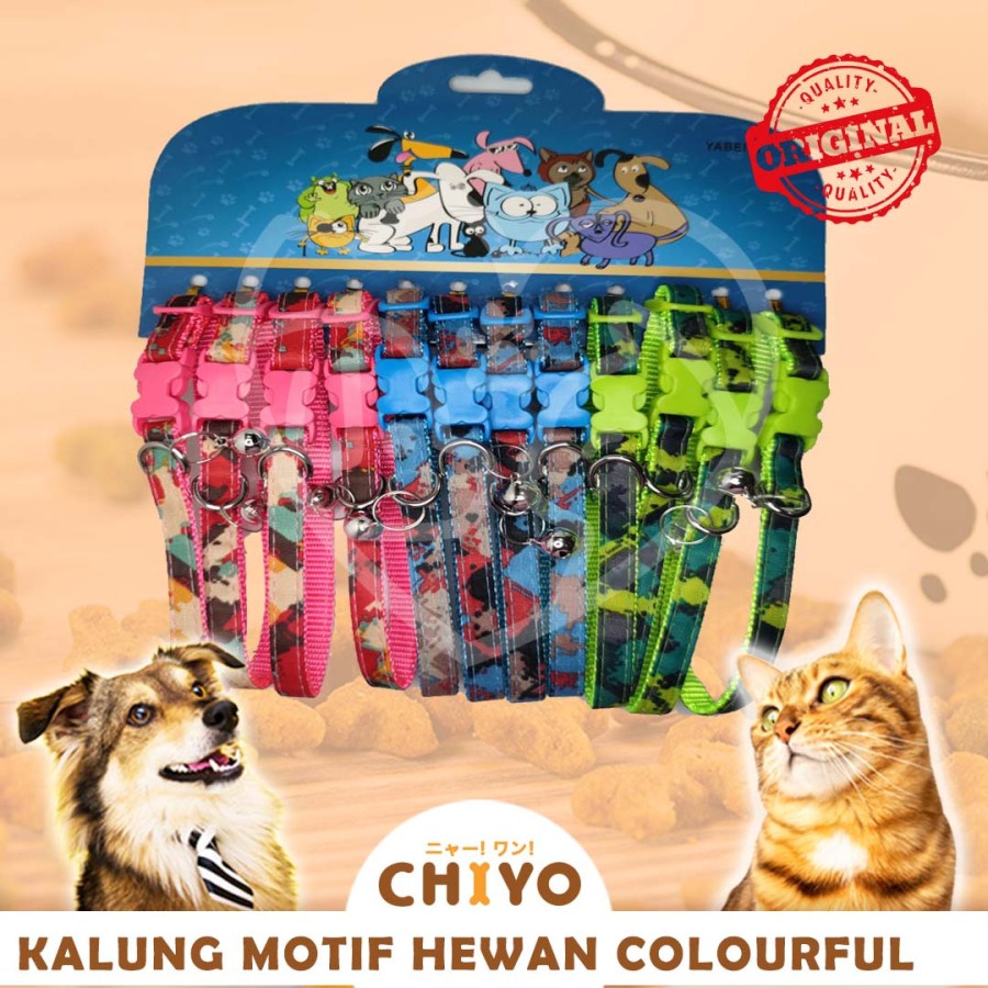 Kalung Hewan Motif Colourful - Kalung Kucing Anjing