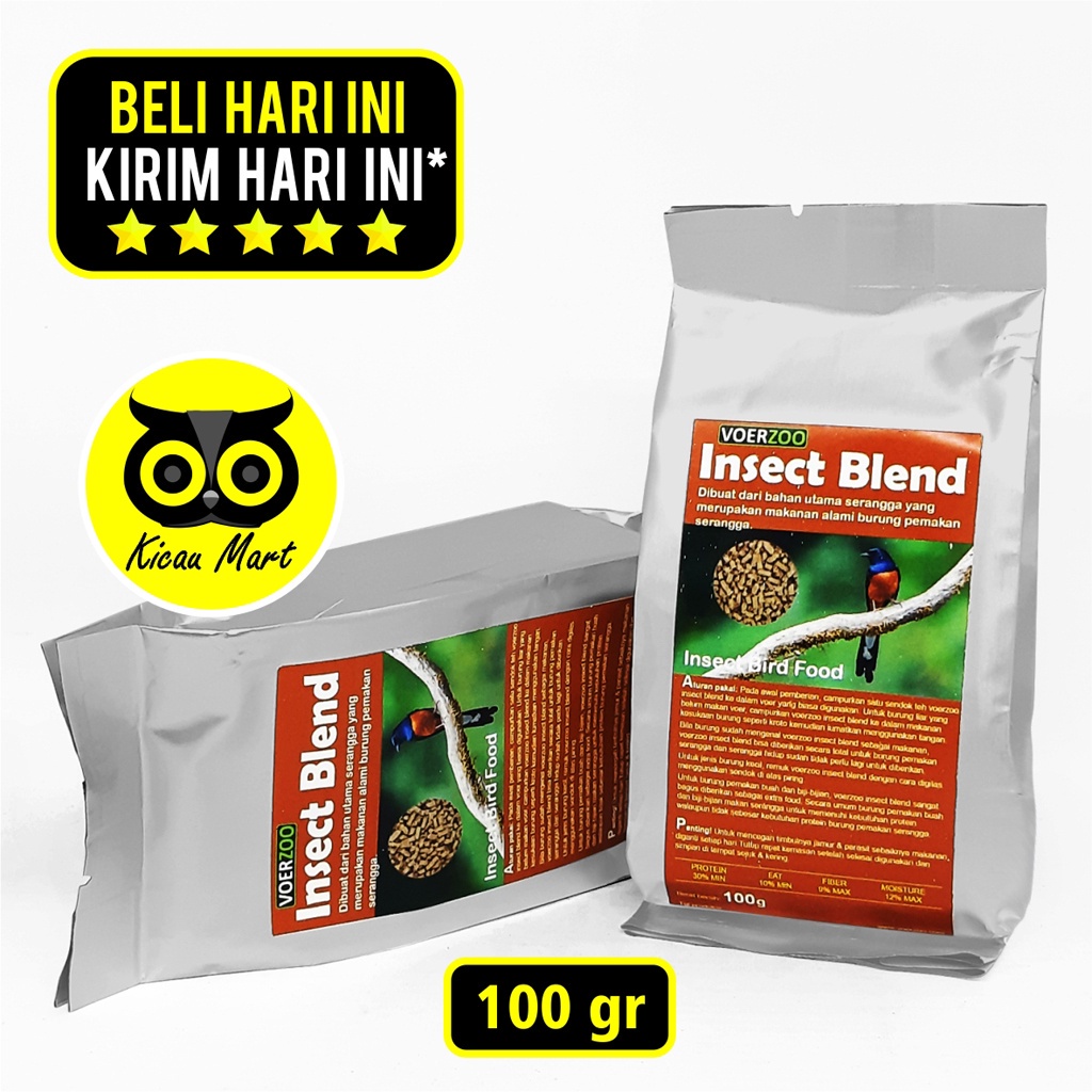 PAKAN MAKANAN BURUNG PEMAKAN SERANGGA MURAI PENTET JALAK VOER PUR INSECT BLEND VOERZOO 100 GR PVIBKB