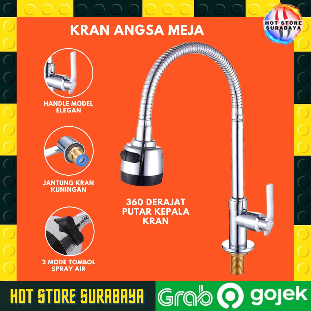 KRAN ANGSA CUCI PIRING SINK SHOWER WASTAFEL LEHER ANGSA FLEKSIBEL / FLEXIBLE 1/2 INCH CHROME - MEJA