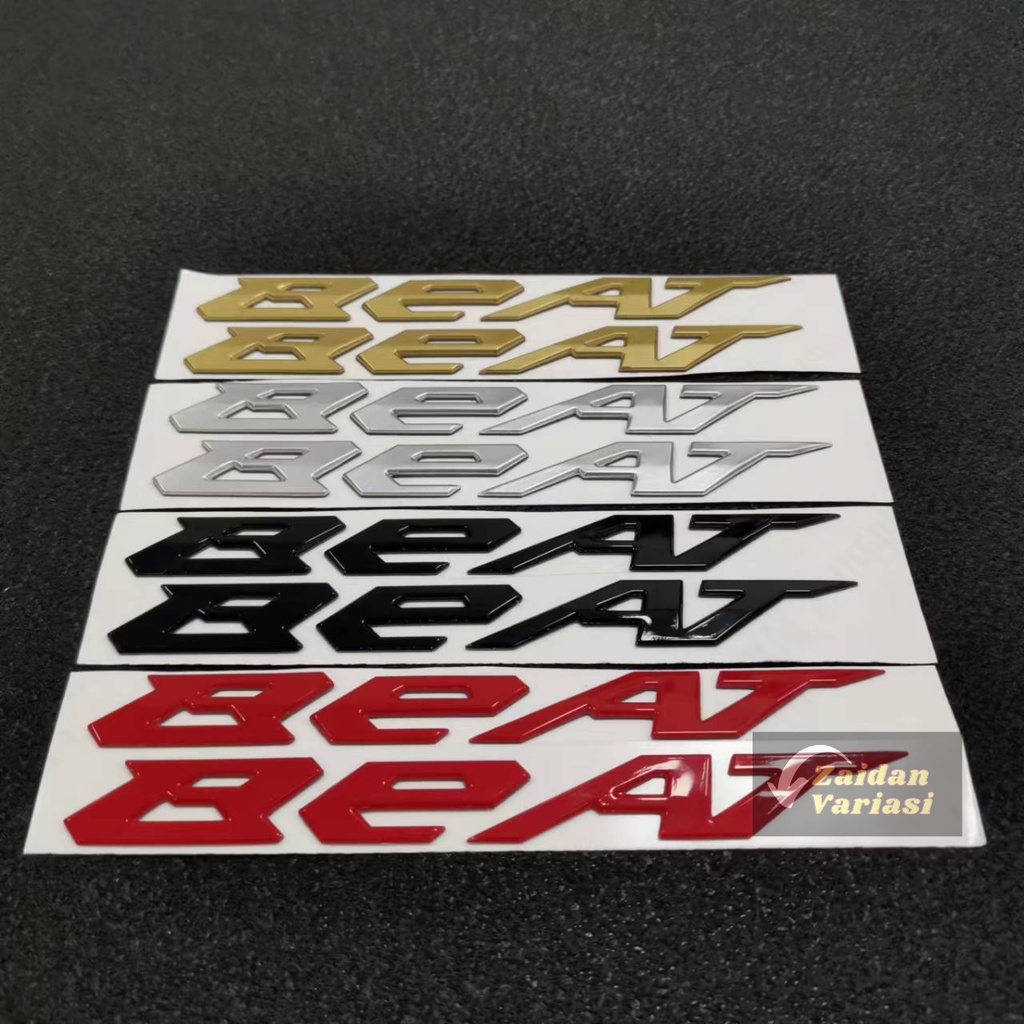 Emblem Honda Beat Timbul 3D Aksesoris Logo Stiker Karbu Street Sepasang 2 Pcs Kanan Dan Kiri Sticker Deluxe Fi Merah Gold New Jepang Japan Titanium Latin Hitam