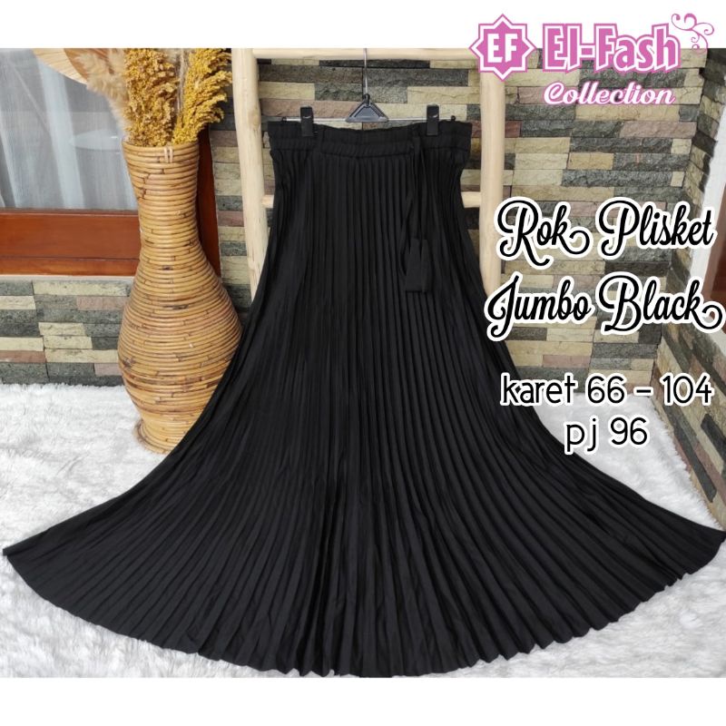 ROK PLISKET JUMBO HITAM / ROK POLOS HITAM / ROK PLISKET PREMIUM