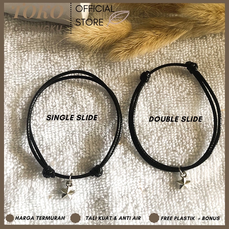 Gelang Bintang silver kecil / Gelang simple dan minimalis cakep untuk cwe cwe / Gelang tali waterproof