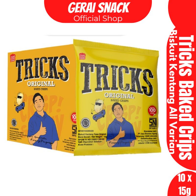 Tricks Baked Crips Biscuit Kentang 1 Box Isi 10pcs Cemilan Keluarga