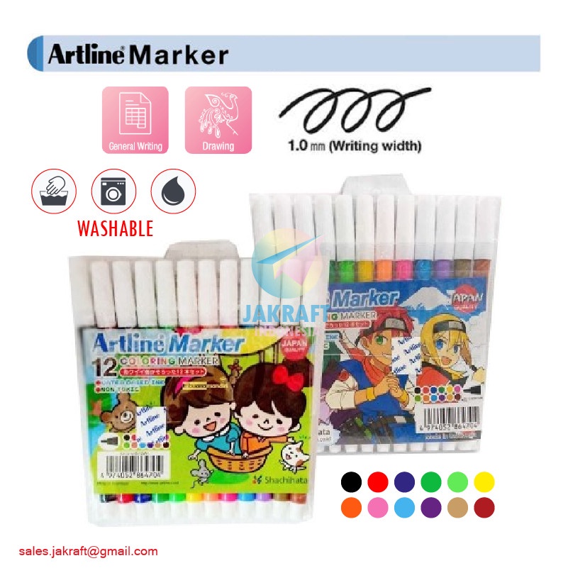 

Spidol Kecil 12 Warna Bisa Dicuci ARTLINE Pencil Marker EK-316/12W