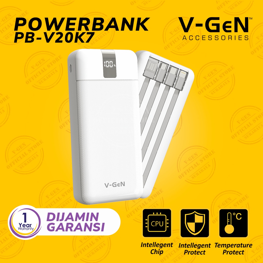 Powerbank V-GeN Rescue V20K7 20000mAh Type C MicroUSB Lightning 2 USB V-GeN