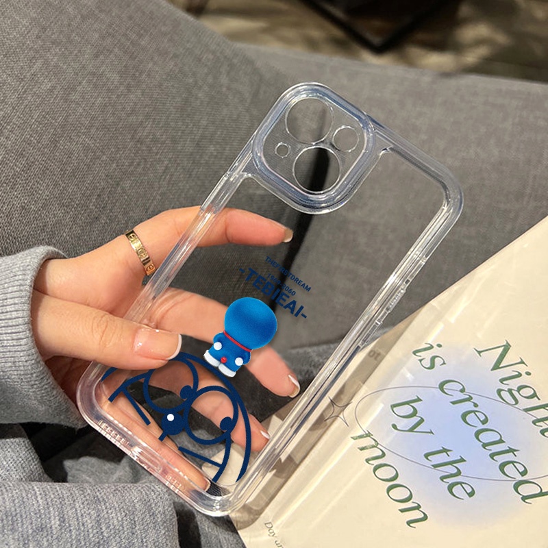 Soft Case TPU Transparan Motif Doraemon Untuk iPhone 14 13 12 11 Pro Max XS Max XR X 14 8 7 Plus SE 2020 2022