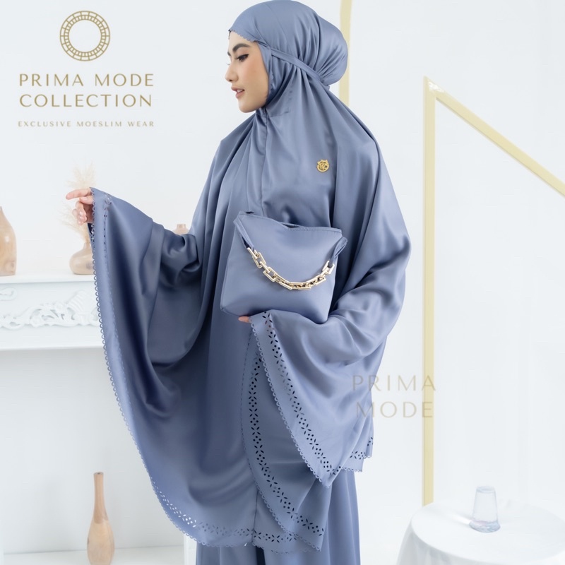 Mukena Dewasa Silky Daily Lasercut 2in1 Chain Series Aleesa Tas Rantai Aleena