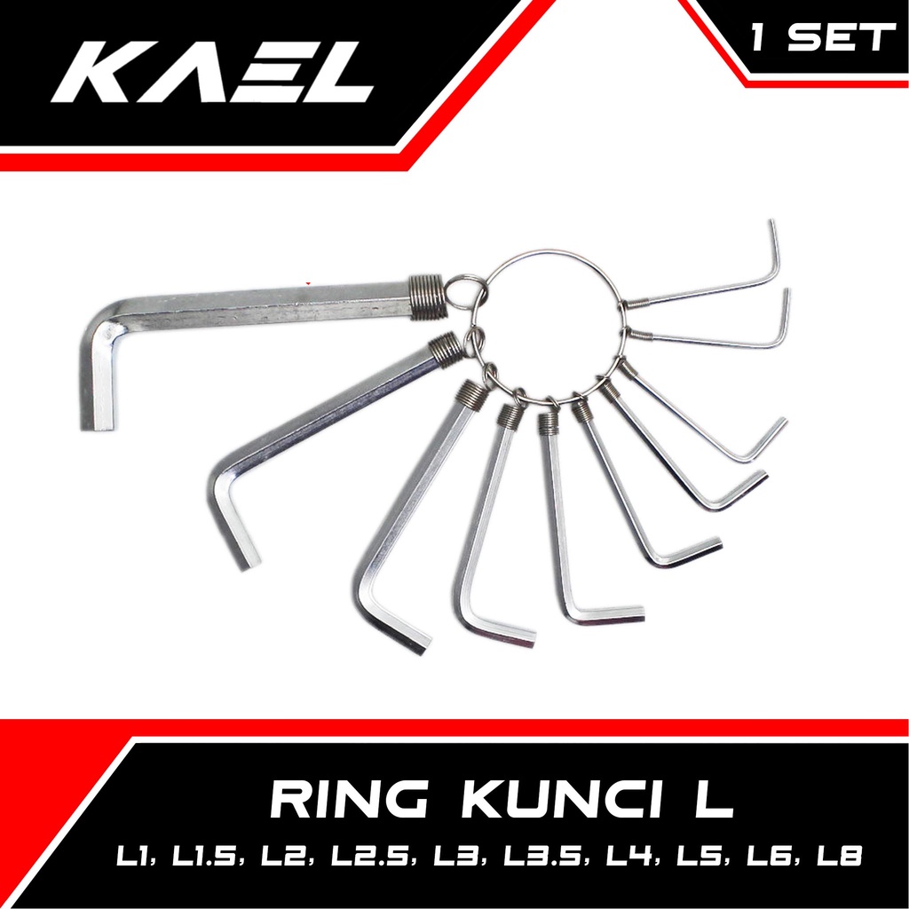 Ring Kunci L Set L1 L1.5 L2 L2.5 L3 L3.5 L4 L5 L6 L8 Hex Key 10 Pcs 1 2 3 4 5 6 8