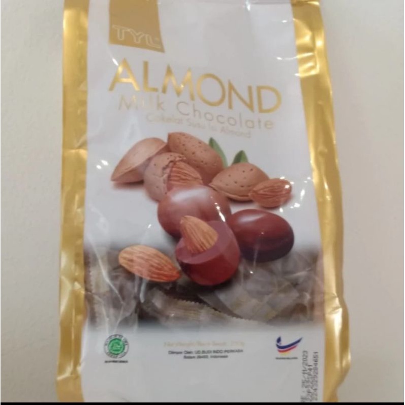 

COKELAT ALMOND | MILK CHOCOLATE TYL 250 gram.