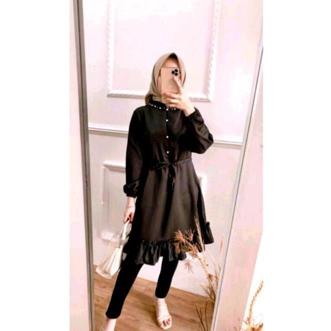 TMK.18Oc22ѕ ‣ TUNIK POLOS REMPEL BAWAH Atasan Muslim Long Tunik MoscrepeBusui Tunik Calita