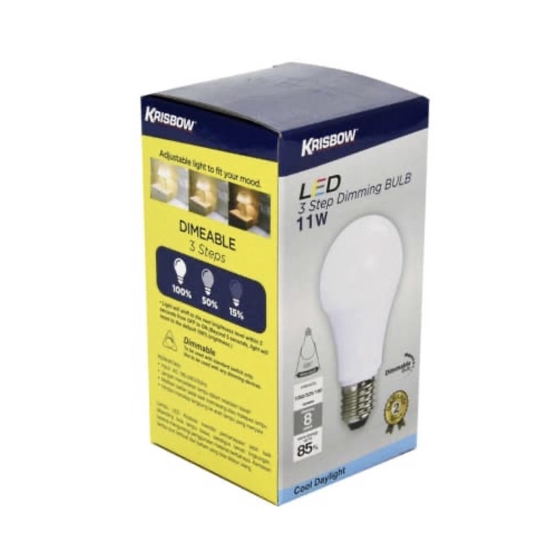 KRISBOW BOHLAM LAMPU LED DIMMABLE 3 STEP 9, 11WATT/ACE KRISBOW BULB LED 3 STEP DIMM 9W/ACE BOHLAM LED DIMMER