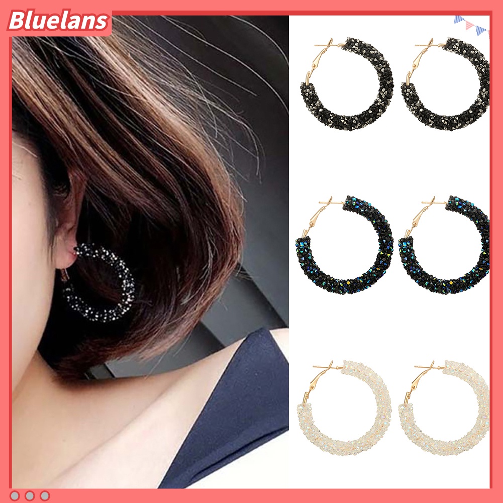 Bluelans Lady Elegant Round Circle Hoop Earrings Wedding Jewelry Party Cocktail Gift