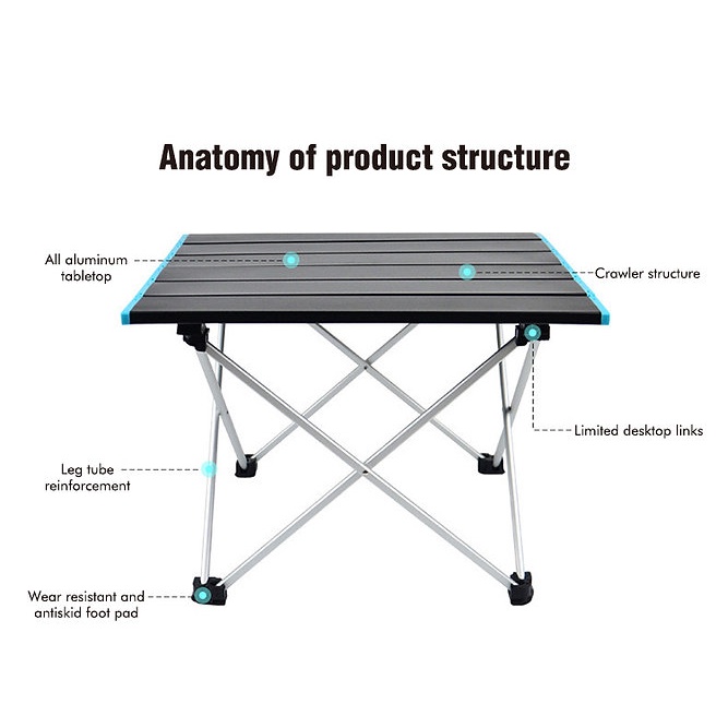 Meja Lipat Portable Piknik Camping Foldable Aluminium Multifungsi