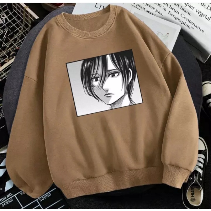 SWEEPER - TERLARIS BASIC SWEATER ANIME MIKASA SWEATER PRIA &amp; WANITA M-XL BAHAN FLEECE