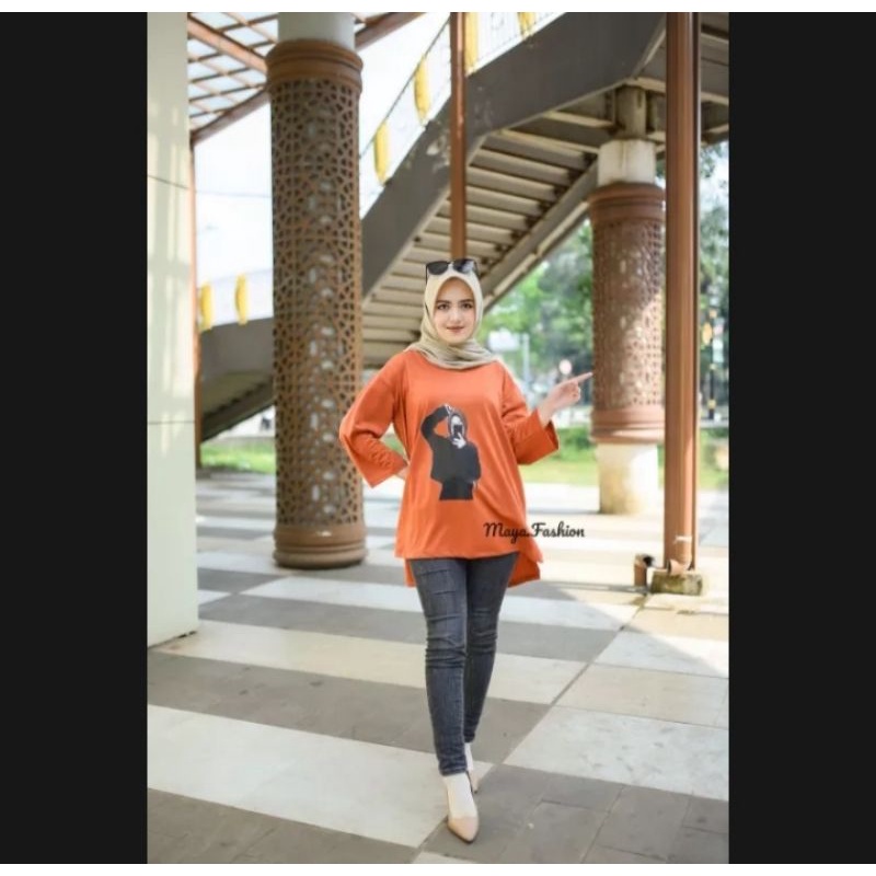 Baju Atasan Oversize Wanita/ Kaos Sablon Unik/ Tunik Jumbo Lengan Panjang/ Baju Sablon Terbaru 2022/ Baju Atasan Wanita Kekinian/ Baju Simple Trendy 2022