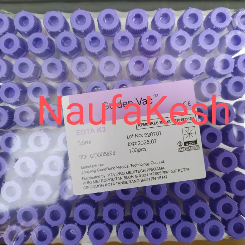 Tabung EDTA 0,5 ml Golden Vac