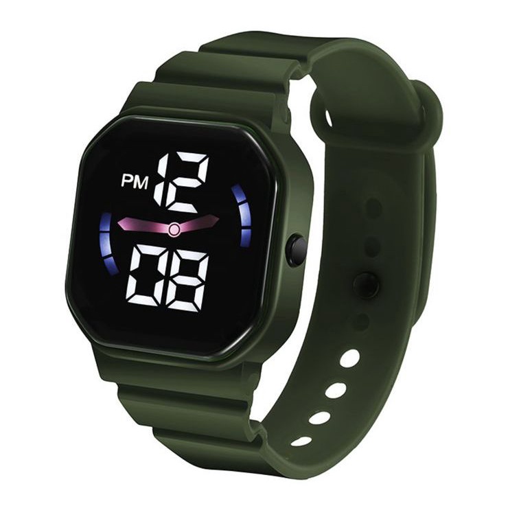 JAM TANGAN PRIA WANITA DIGITAL LED RUBBER KOTAK PERSEGI STRAP RUBBER C1-7 HITAM FASHION KARET ANALOG QUARTZ MEWAH ELEGAN