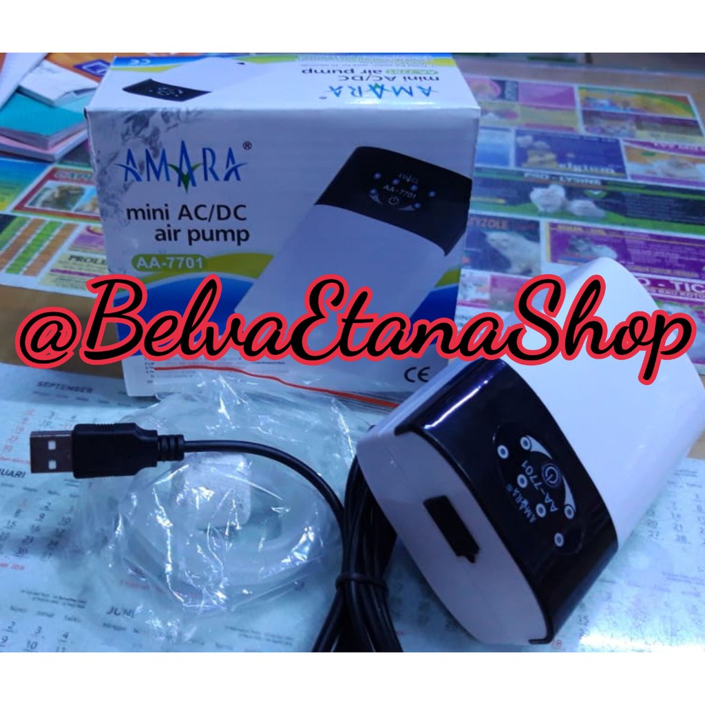 AMARA AA 7701 1 Lubang AC/DC Air Pump USB Bisa Dicas Power Bank Pompa Udara Aquarium Aquascape