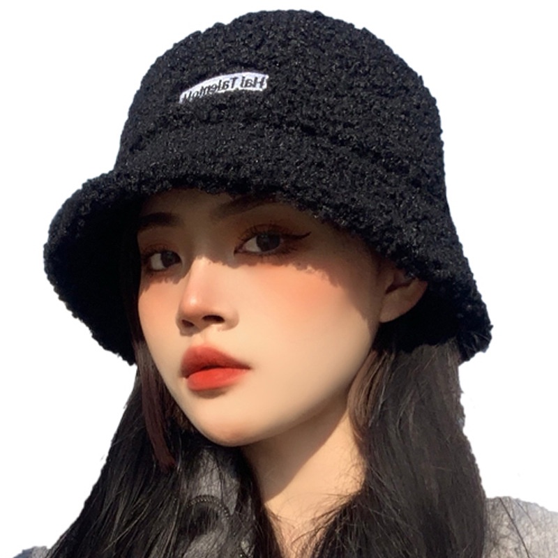 Topi bucket / fisherman Wanita Bahan Bulu Kelinci Imitasi Hangat Untuk Musim Gugur / Dingin