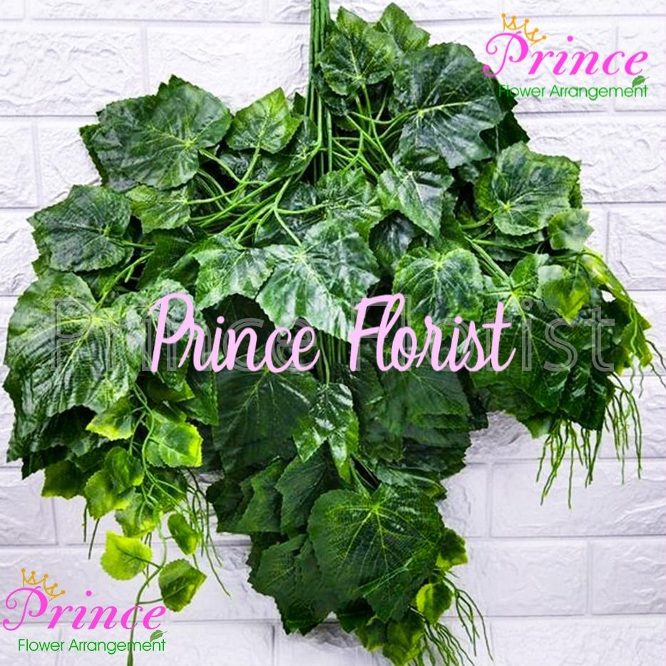 1 LUSIN DAUN ANGGUR DEKORASI PLASTIK ARTIFICIAL IMPORT /DAUN BACKDROP IMITASI PELAMINAN WEDDING BUAT