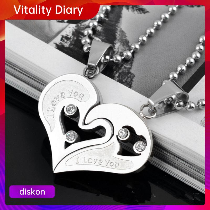 【COD❤️】2pcs Kalung Cinta Magnet Kalung Couple Pasangan Pelukan Kalung Titanium Silver Hati Aksen Ber
