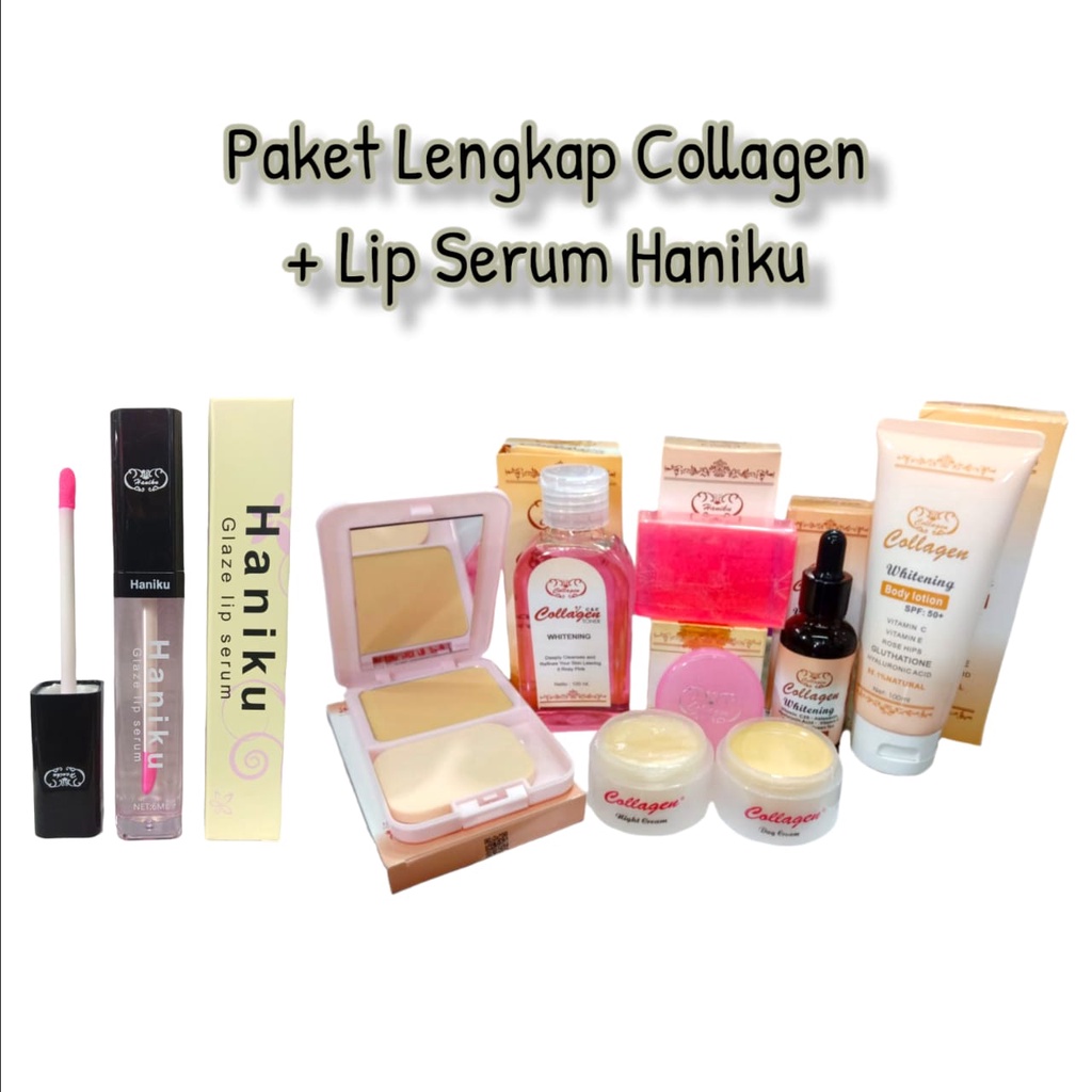 (promo) colagen / paket Cream Collagen komplit 6in1 / cream siang mlm,sabun colagen ,dan toner (free pa piva 1pc)