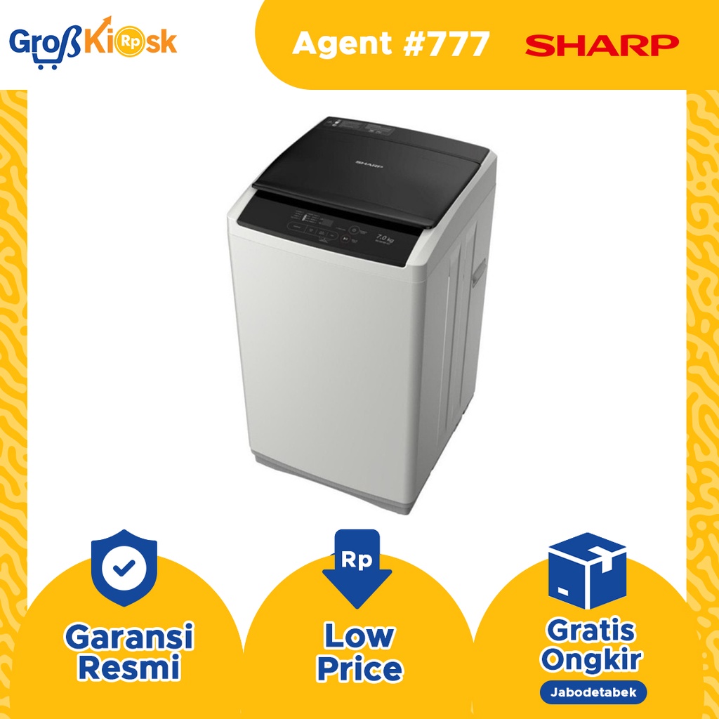 Sharp ES-G876P-GY Mesin Cuci Top Loading 7 Kg ESG876