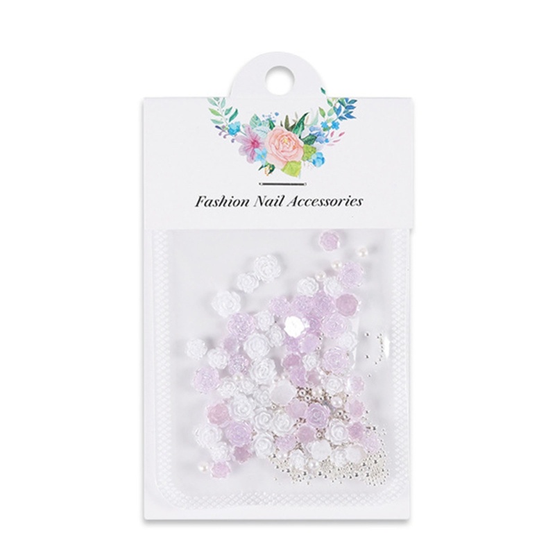 50 Pcs Stiker Nail Art Desain Bunga Mawar Bahan Akrilik Untuk Dekorasi
