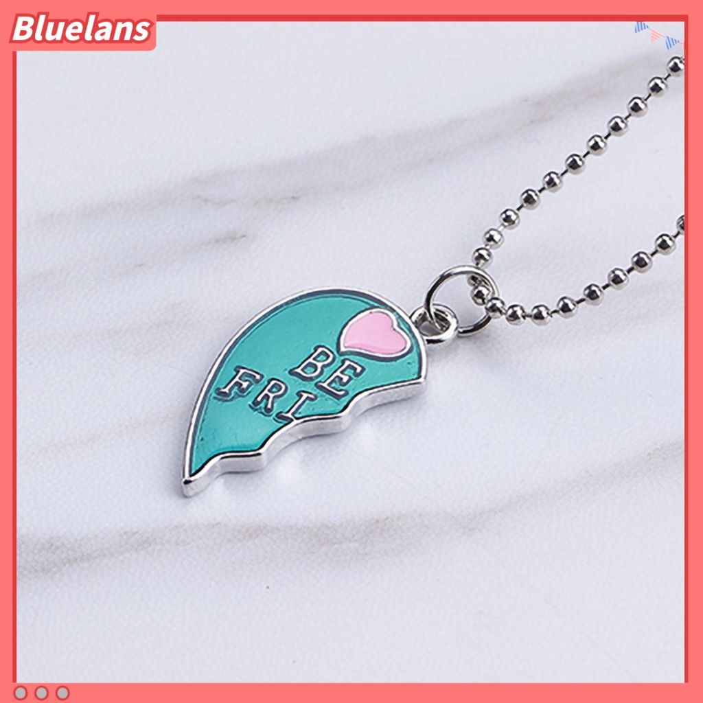Bluelans 2Pcs Women Necklace Half Heart Splice Best Friends Alloy Friendship Pendant Matching Necklace Jewelry