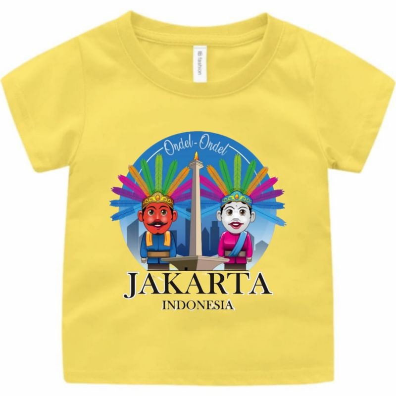 BAJU KAOS ANAK CEWEK/COWOK 1-12 TAHUN MOTIF ONDEL-ONDEL JAKARTA.