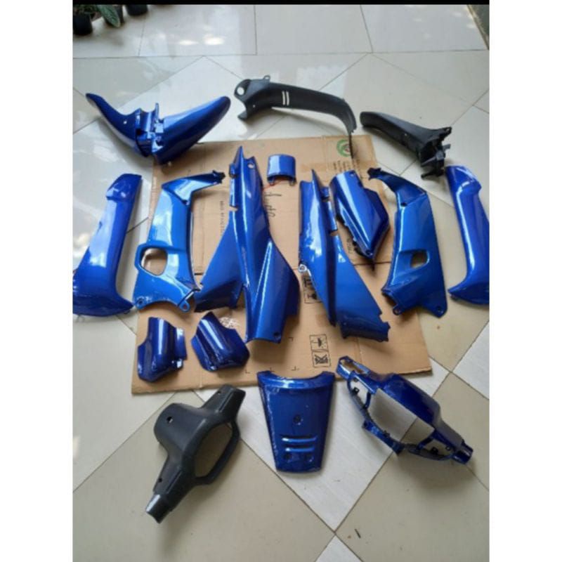 Cover Body Fullset halus kasar Supra x lama Hitam warna Biru