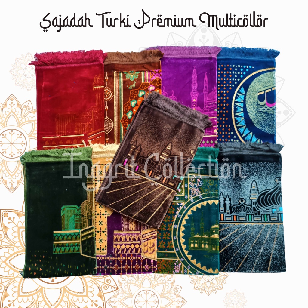 Sajadah Turki Bluddru Premium 70x110 Sejadah Turky Multicollor Sauvenir Oleh Oleh Haji dan Umroh COD